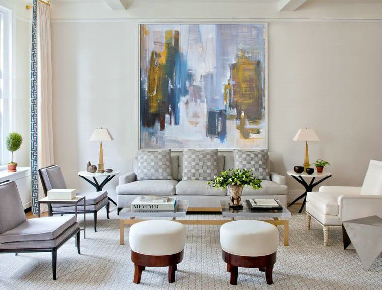 Oversized Canvas Art On Canvas,Oversized Abstract Landscape Oil Painting,Extra Large Wall Art,Yellow,White,Blue.etc